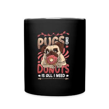 Carlin, beignet, amoureux. - Mug uni - noir - Devant