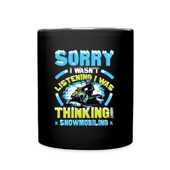 Nachdenken Über Snowmobiling Snowmobile - Tasse einfarbig - Schwarz - Vorne