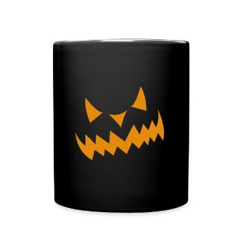Hallwoeen Kürbis Gesicht - Tasse einfarbig - Schwarz - Vorne