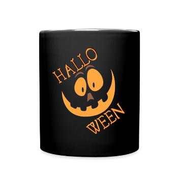 Hallwoeen pumpkin face creepy - Full Colour Mug - black - Front