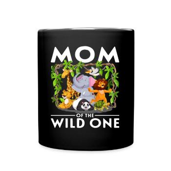 Mom Birthday Boys Girls Zoo - Full Colour Mug - black - Front