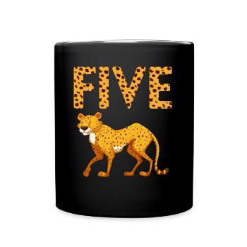 5ème anniversaire Cheetah Zoo Safari 5 ans - Mug uni - noir - Devant