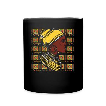 Kente Kopfbedeckung Afrikanische Frau - Tasse einfarbig - Schwarz - Vorne