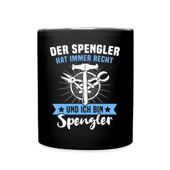 Spengler Bauspengler - Tasse einfarbig - Schwarz - Vorne