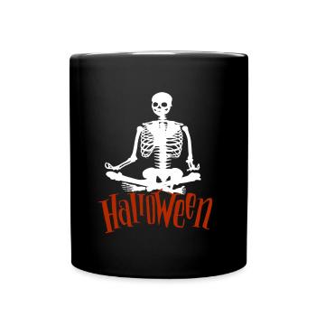 Skelett Knochen - Halloween - Tasse einfarbig - Schwarz - Vorne