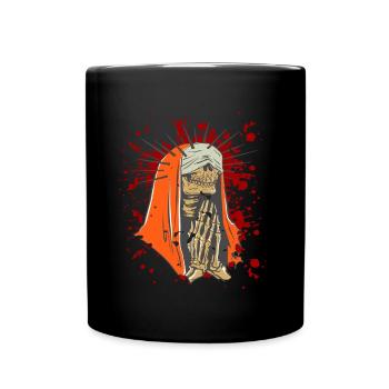 Nonne Skelett Betet Halloween - Tasse einfarbig - Schwarz - Vorne