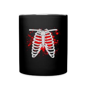Skelett knochen brustkorb Halloween - Tasse einfarbig - Schwarz - Vorne