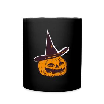 Halloween Kürbis Hexe - Tasse einfarbig - Schwarz - Vorne