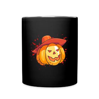Halloween Kürbis Vogelscheuche - Tasse einfarbig - Schwarz - Vorne
