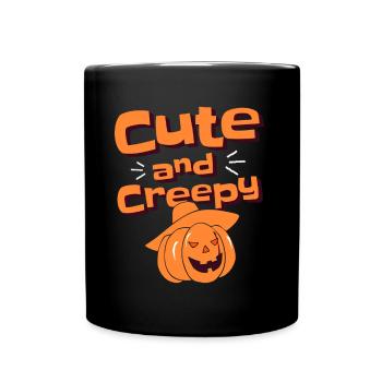 Citrouille d’Halloween - mignonne et effrayante - Mug uni - noir - Devant