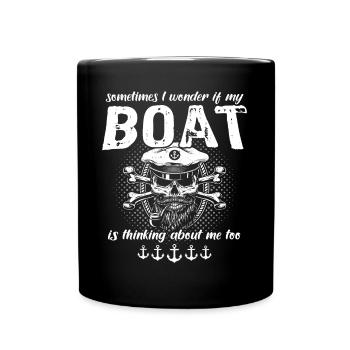 Captain Boat Sayings Boat Owner - Full Colour Mug - black - Front