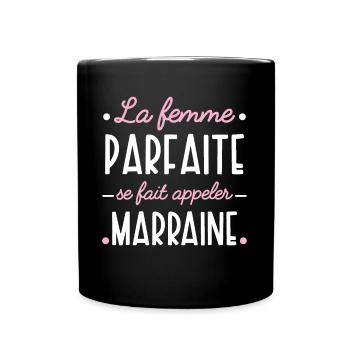 Marraine idée cadeau humour citations famille - Mug uni - noir - Devant