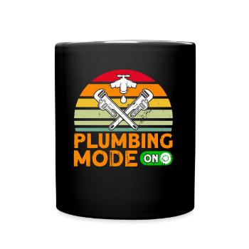 Plumbing Plumbers Tradespeople Gift - Full Colour Mug - black - Front