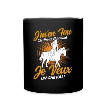 Pferde Reiter Reiten Geschenk - Tasse einfarbig - Schwarz - Vorne