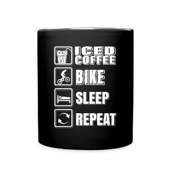 Iced Coffee Bike Sleep Reapeat - Full Colour Mug - black - Front
