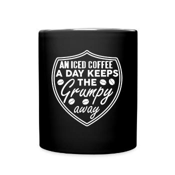 Un café glacé par jour éloigne les grincheux - Mug uni - noir - Devant