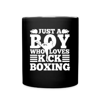 Kickboxer - Just A Boy Who Loves Kickboxing Gift - Tasse einfarbig - Schwarz - Vorne