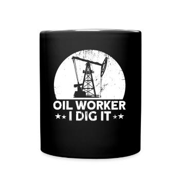 Gas Worker Oilfield Working in Fracking Gift - Full Colour Mug - black - Front