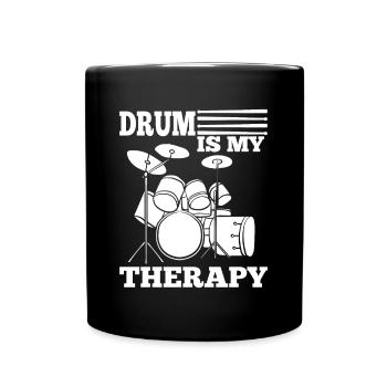 Drum Is My Therapy Drum Set - Funny Drummer Gift - Full Colour Mug - black - Front