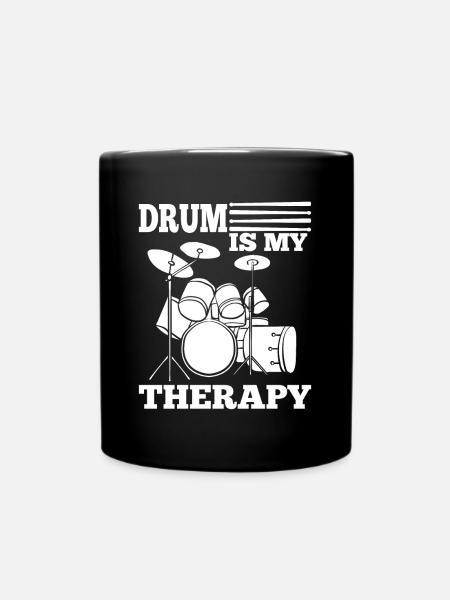 Drum Is My Therapy Drum Set - Funny Drummer Gift - Tasse einfarbig - Schwarz