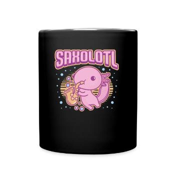Saxolotl, Axolotl Spielt Saxophon. - Tasse einfarbig - Schwarz - Vorne