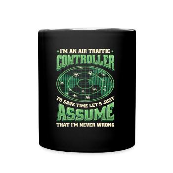 Air traffic controller, radar flight control. - Full Colour Mug - black - Front