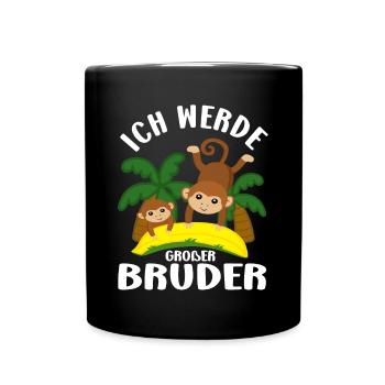 Ich Werde Großer Bruder Affen Geschwisterkind - Tasse einfarbig - Schwarz - Vorne