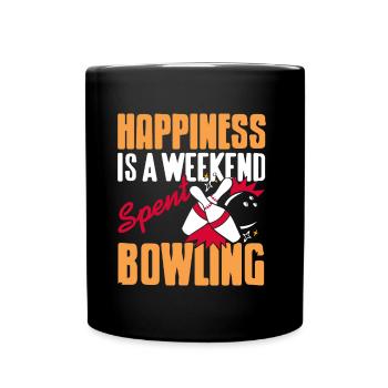 Happiness is a weekend spent bowling - Tasse einfarbig - Schwarz - Vorne