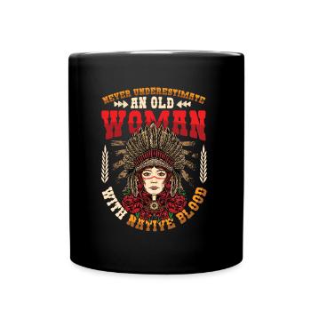 Vieilles femmes avec Native Blood Indian Native - Mug uni - noir - Devant