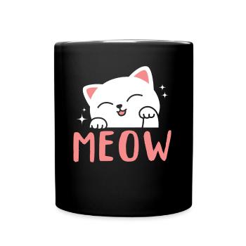 Cat Meow Cute Cat Kawaii Kitten - Full Colour Mug - black - Front
