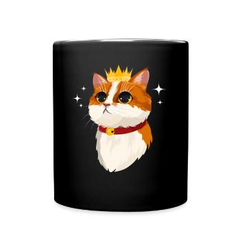 Cat Crown Girl Women Cute Feline - Full Colour Mug - black - Front