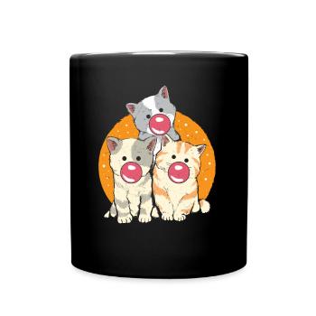 Chat Gomme à mâcher Drôle de félin - Mug uni - noir - Devant