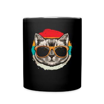 Lunettes de soleil Cat Retro Kitten - Mug uni - noir - Devant