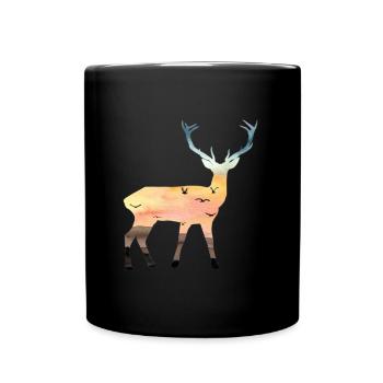 Hirsch - Tasse einfarbig - Schwarz - Vorne