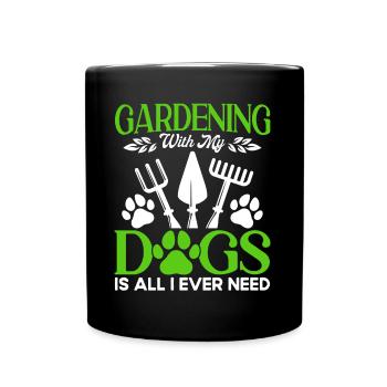 Gartenarbeit Hobbygärtner Hundehalter Geschenk - Tasse einfarbig - Schwarz - Vorne