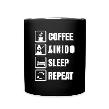 Coffee Aikido Sleep repeat - Tasse einfarbig - Schwarz - Vorne