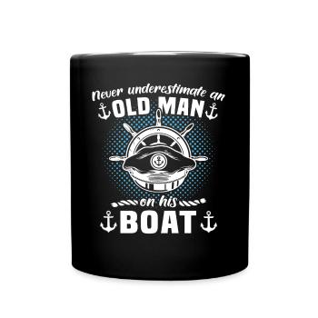Captain Underestimate Boating Unterschätze Kapitän - Tasse einfarbig - Schwarz - Vorne