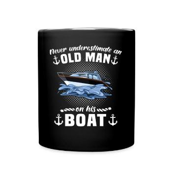 Captain Underestimate Boating Unterschätze Kapitän - Tasse einfarbig - Schwarz - Vorne