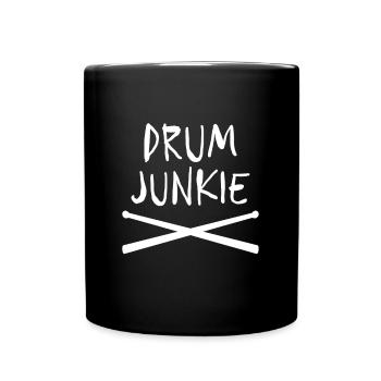 Drum Junkie Drumsticks Schlagzeuger Geschenkidee - Tasse einfarbig - Schwarz - Vorne