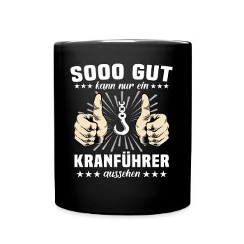 Kranfahrer Kranführer Kran - Tasse einfarbig - Schwarz - Vorne