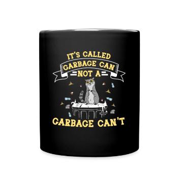 Raccoon with sunglasses sits on garbage can - Full Colour Mug - black - Front