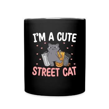 Mignon chat de rue Multon chatte chatte - Mug uni - noir - Devant