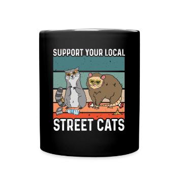 Soutenez votre cadeau de raton laveur local Street Cats - Mug uni - noir - Devant