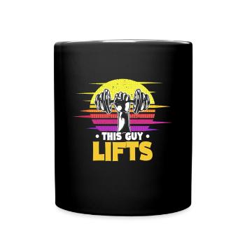 Dieser Mann Schwingt Kettbells Retro Sunset - Tasse einfarbig - Schwarz - Vorne