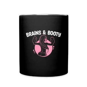 Kettlebell Women's Dumbbell Workout Brains & Booty - Full Colour Mug - black - Front