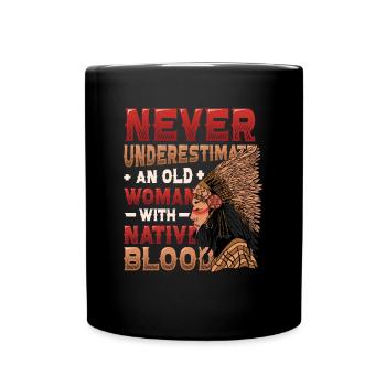Vieilles femmes avec Native Blood Indian Native - Mug uni - noir - Devant