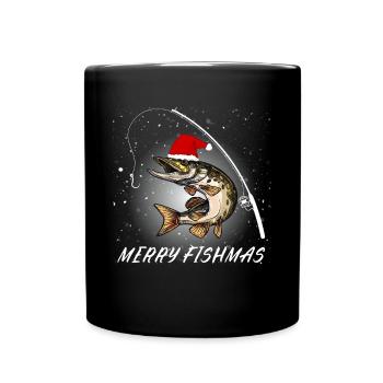 Joyeux poisson pêcheur Zander Noël Noël X-Mas - Mug uni - noir - Devant