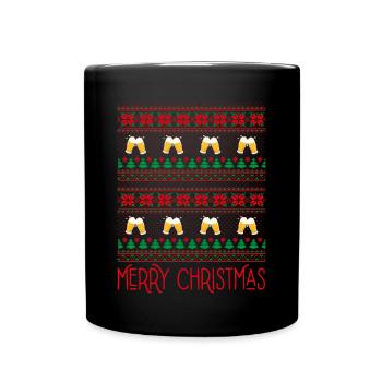 Lustiges Merry Christmas Bier Weihnachtsoutfit - Tasse einfarbig - Schwarz - Vorne