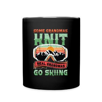 Les vraies grands-mères vont skier. - Mug uni - noir - Devant