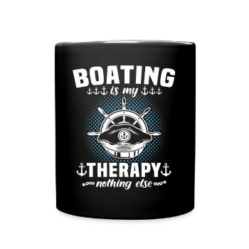 Captain Boating Therapy - Tasse einfarbig - Schwarz - Vorne